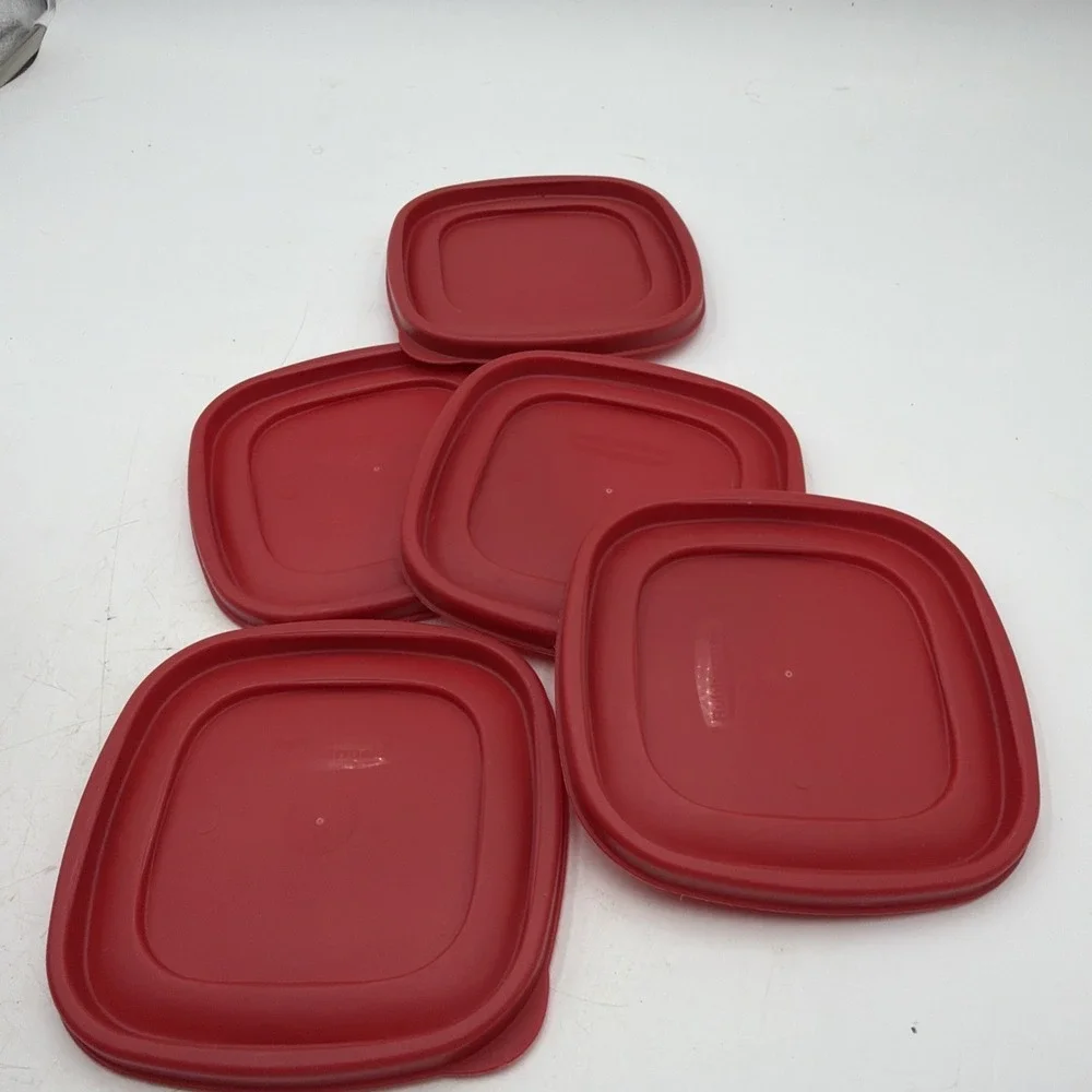 Lot Of 5 Rubbermaid Tops #7J64-20~Lids Only~ Red Stackable 6.5